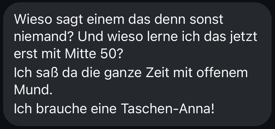 Nachricht einer Teilnehmerin an Anna