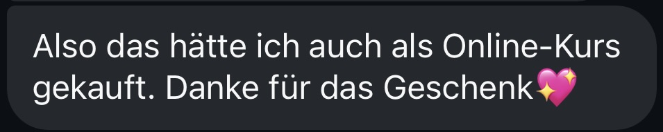 Nachricht einer Teilnehmerin an Anna