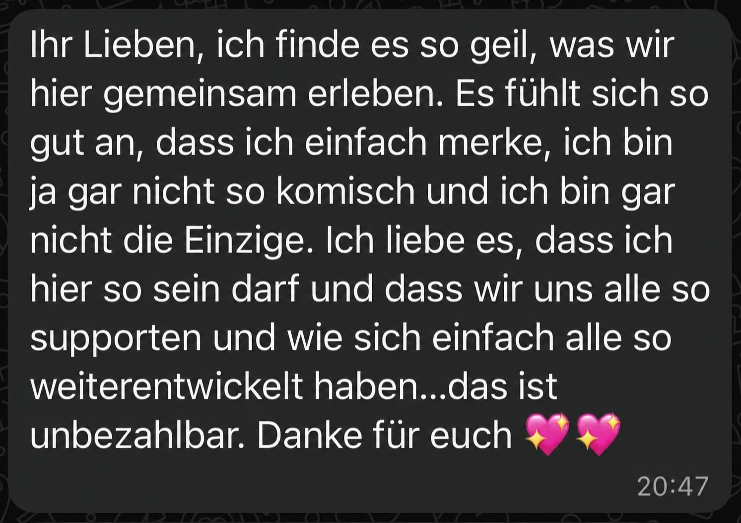 Nachricht einer Teilnehmerin