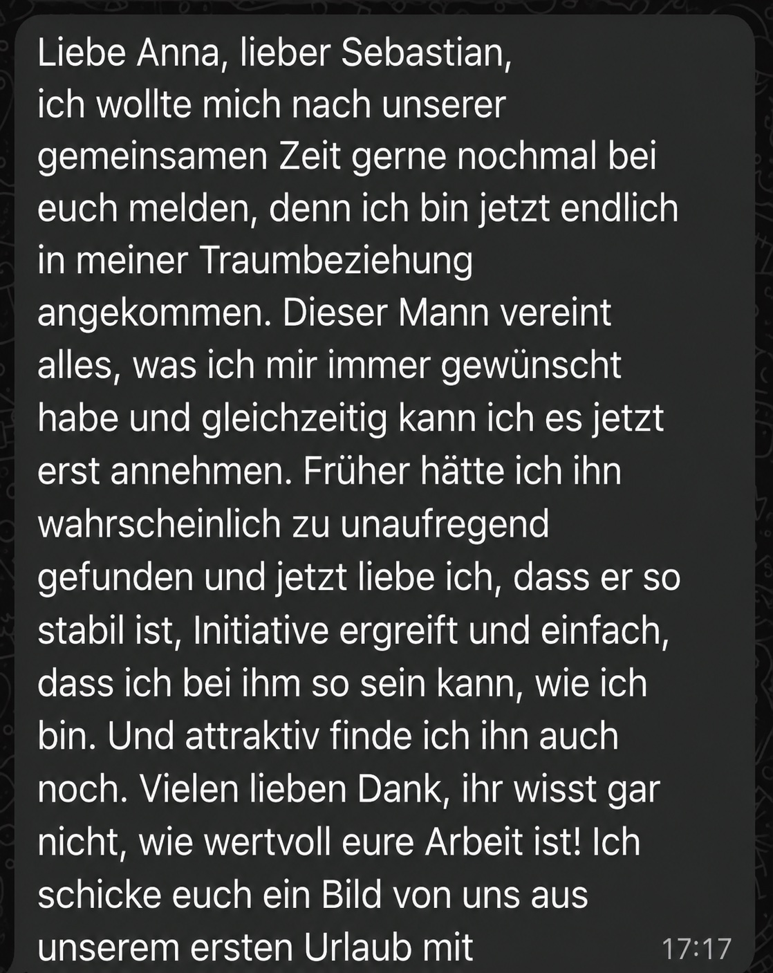 Nachricht einer Teilnehmerin