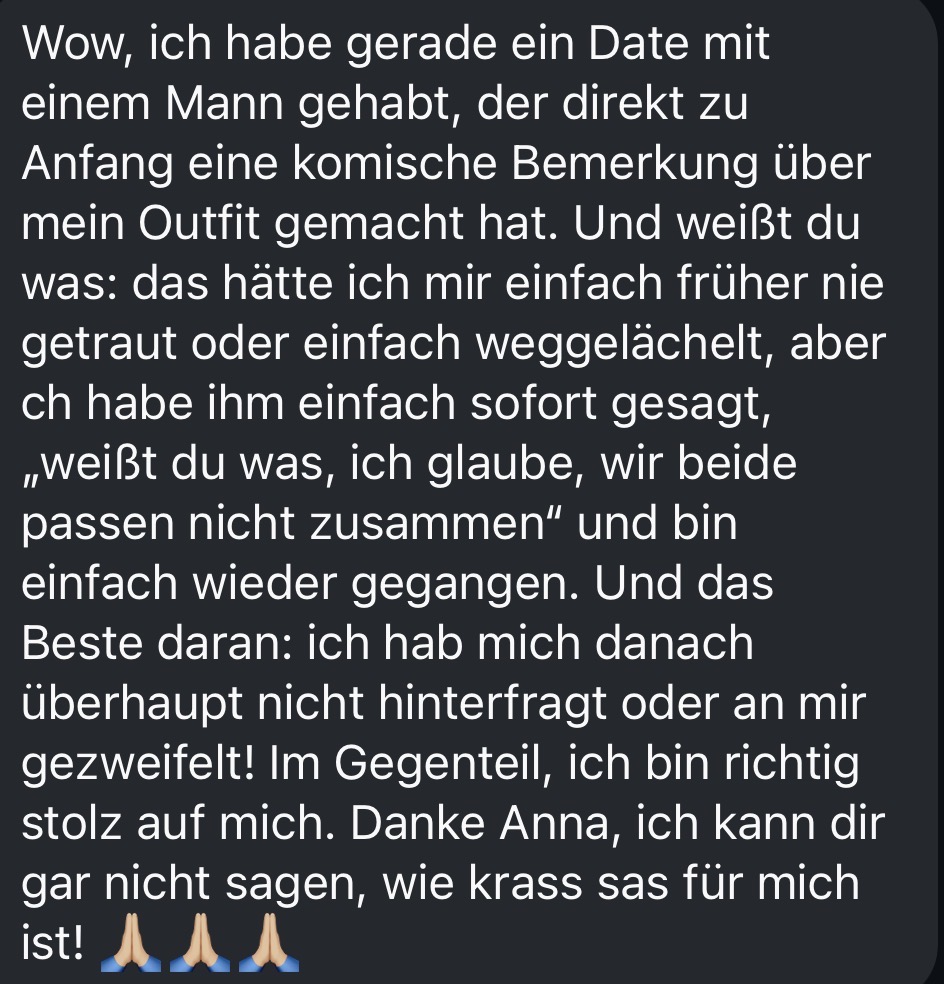 Nachricht einer Teilnehmerin