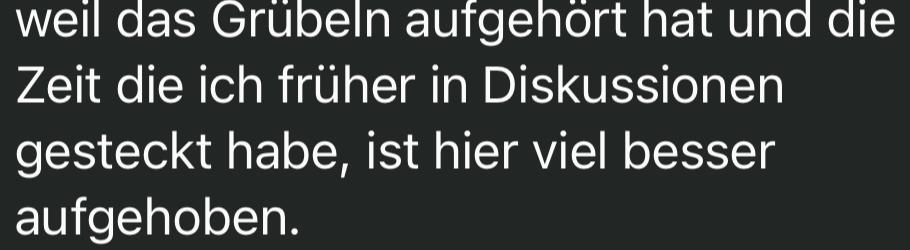 Nachricht einer Teilnehmerin